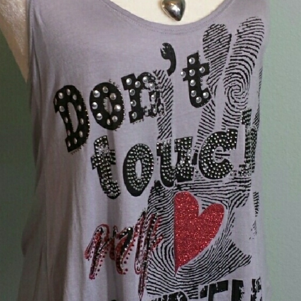 NWOT "Don't Touch My Boyfriend" Bling Tank Top L